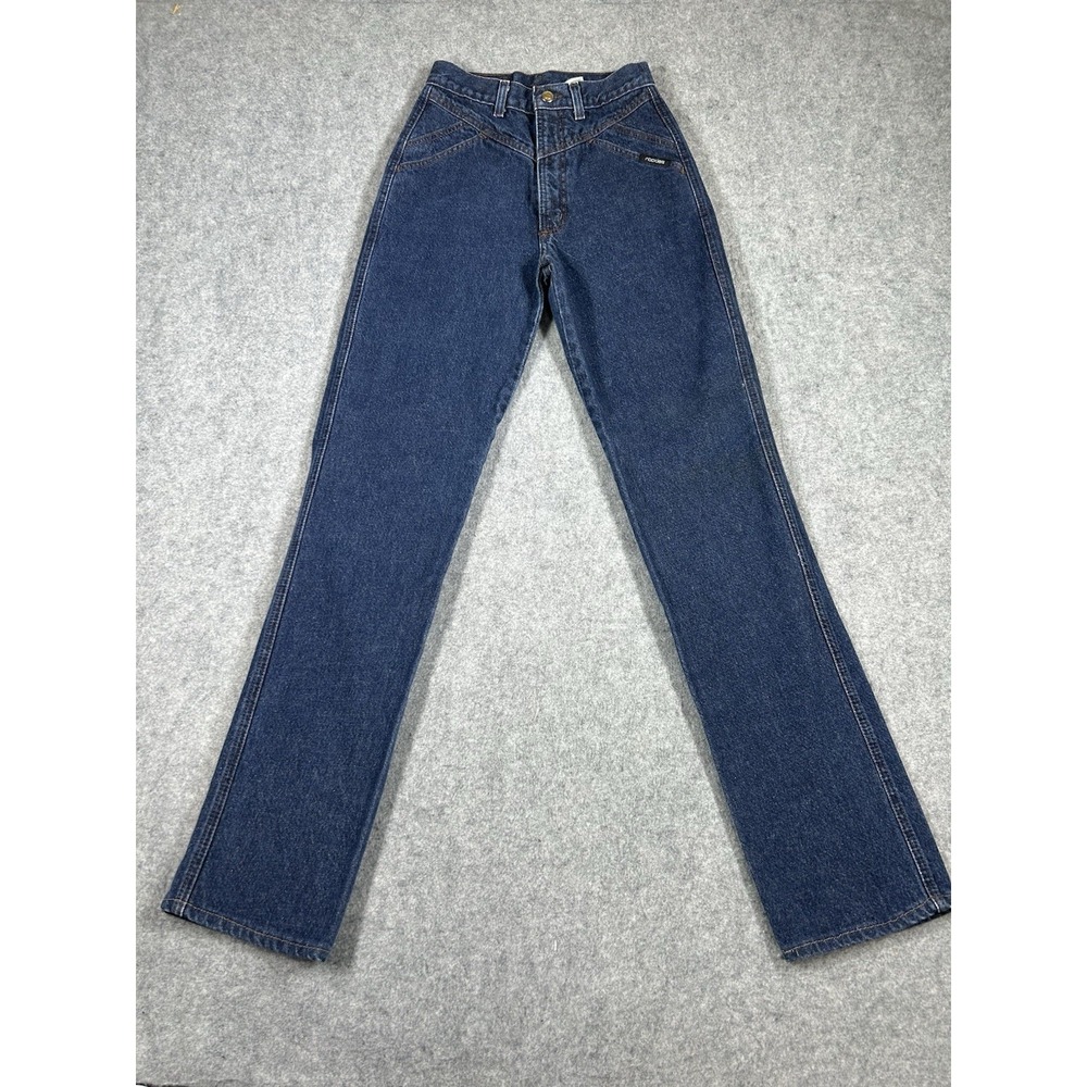 VTG Rocky Mountain Jeans Womens 26/3 Tall Blue Dark Wash High Rise Tapered 25x34